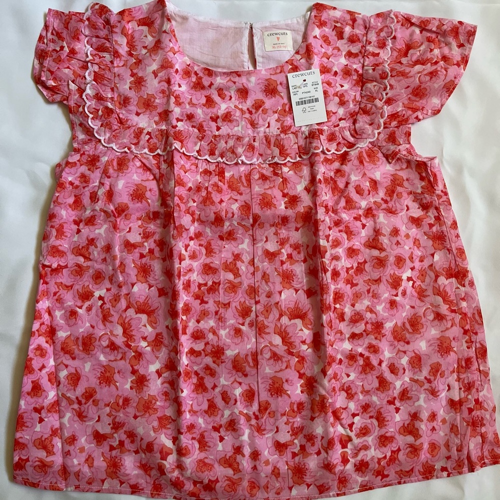 J. Crew Crew Cut Pink Floral Kids Top New Size XL